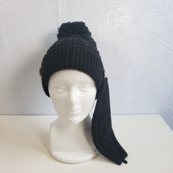 Beanie with Detachable Mask Cover Black Size OS One Size Pom Unisex RN 86183 - Picture 7 of 9